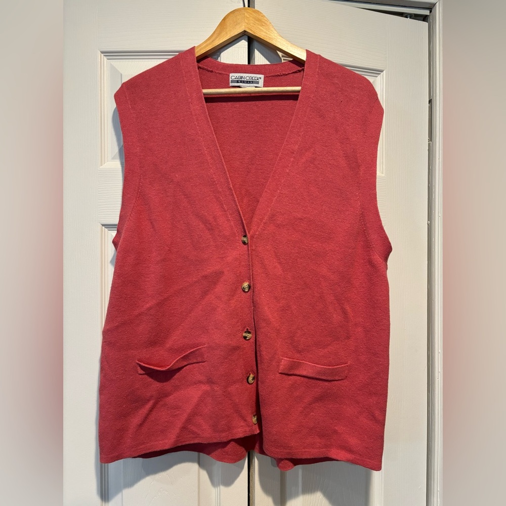 Retro Y2K 90s cabin creek Purple pink sweater vest with buttons, size: M